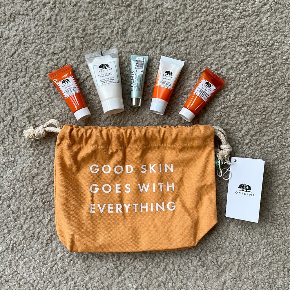 Origins Good Skin Goes with Everything Bag and 5 Skin Care Products